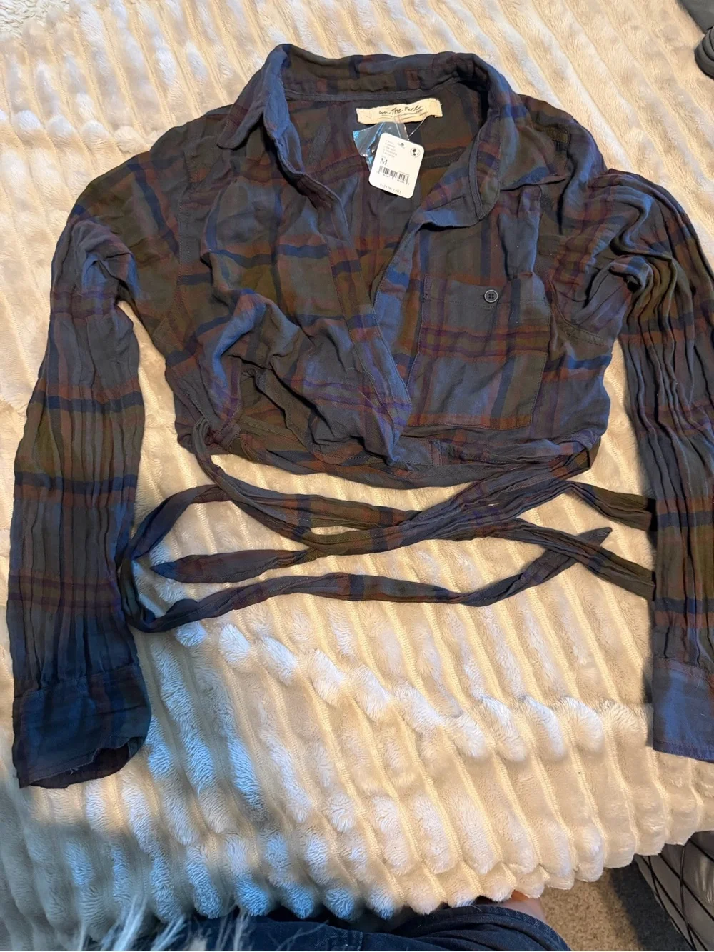 NWT Free People Plaid flannel Wrap top